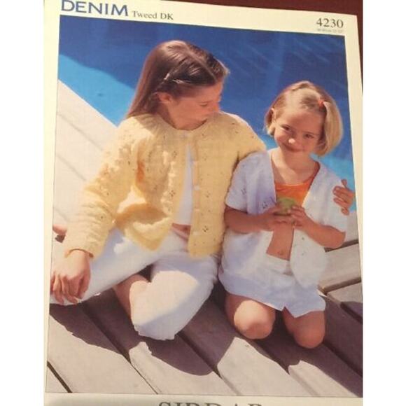 New Sirdar 4230 Denim Tweed Child Double Knitting Cardigan Sweater Pattern - Picture 2 of 2